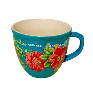 The Pioneer Women Blue Turquoise Red Floral 16 Oz Coffee Tea Stoneware Mug